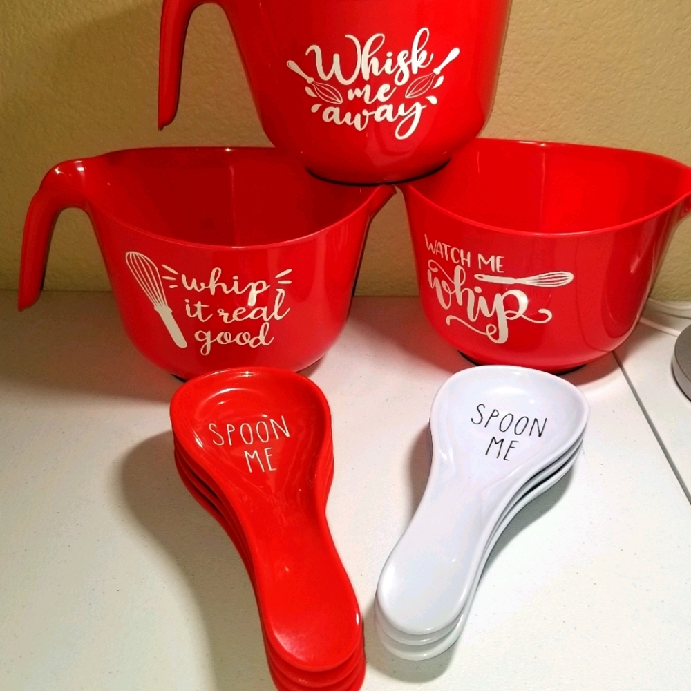3 MIXING BOWL SET WITH SPOON HOLDER